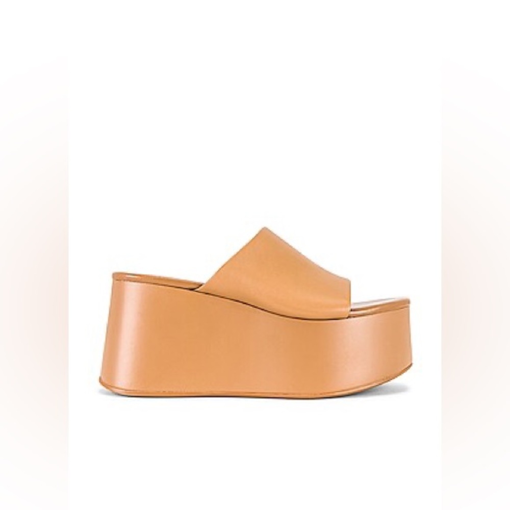 Tony Bianco Tegan Wedge Platform Slides in Caramel 10